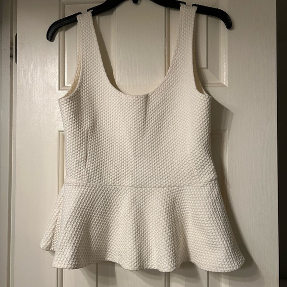 Ganni from ANTHROPOLOGIE White Sleeveless Peplum Top Small - Picture 2 of 6